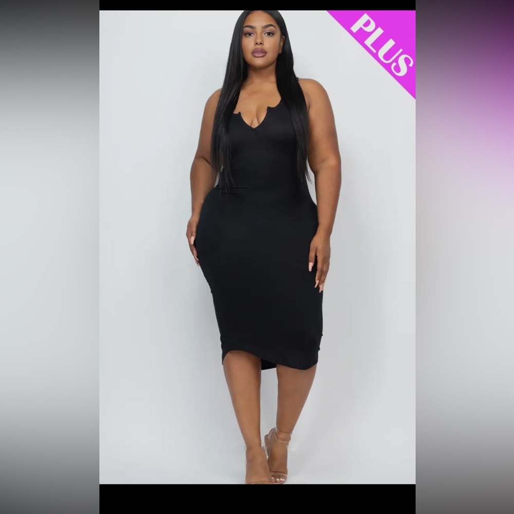 Black Sleeveless Halter Midi Dress